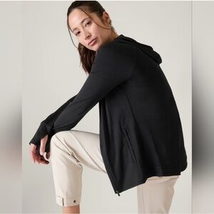 ATHLETA Pacifica Illume UPF Relaxed Jacket Black Hood Lightweight Size 2X